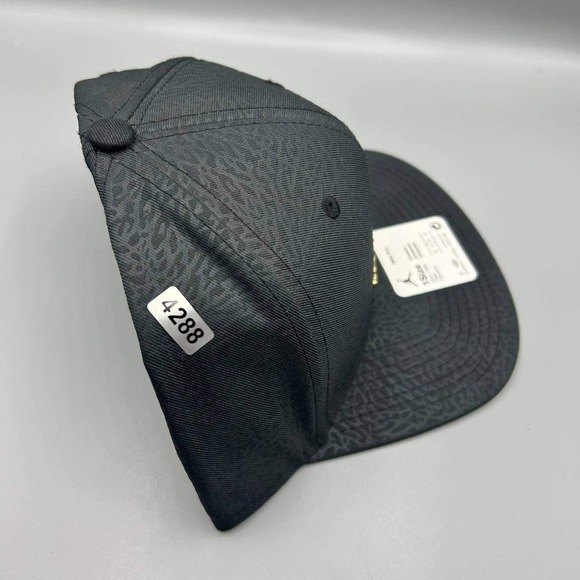 Air Jordan Hat Men Black Cement Elephant Metal Logo Jumpman Snap Back Cap